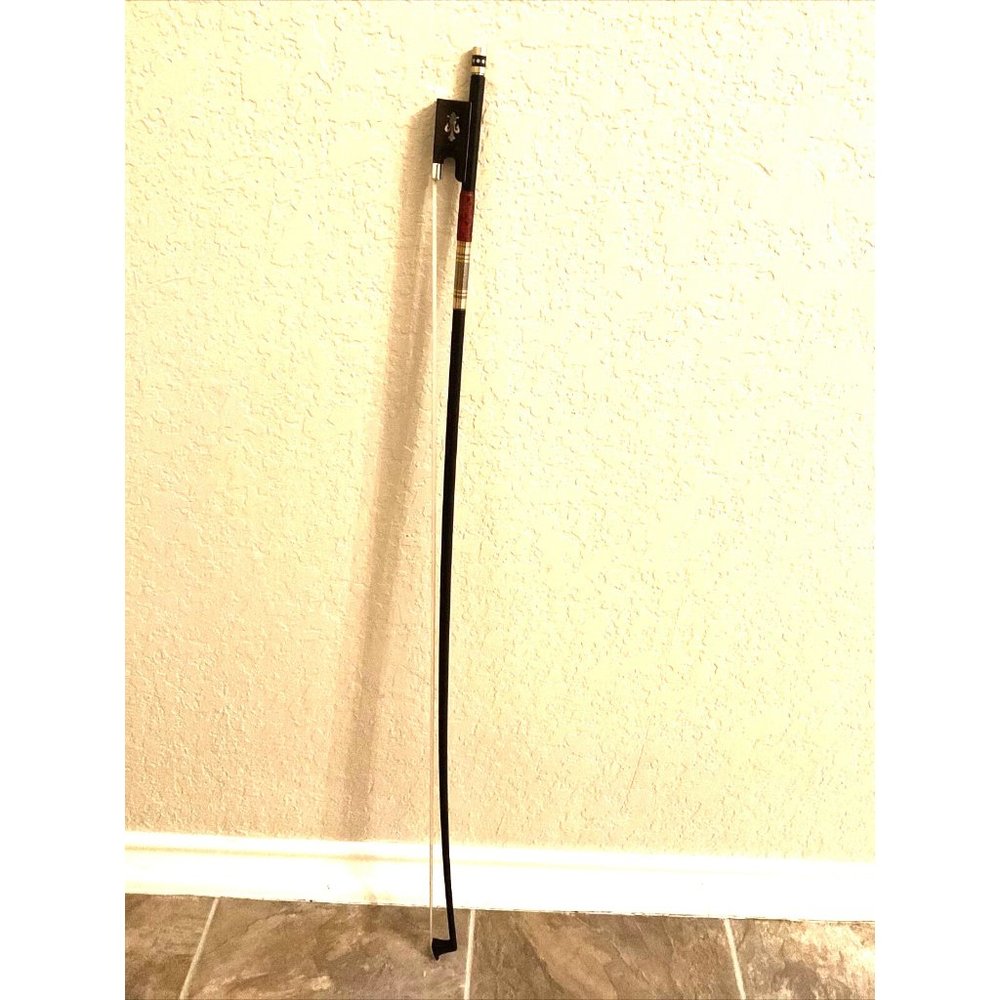 Professional Black Carbon Fiber Violin Bow Gold Parts Lizard Skin Grip 4/4